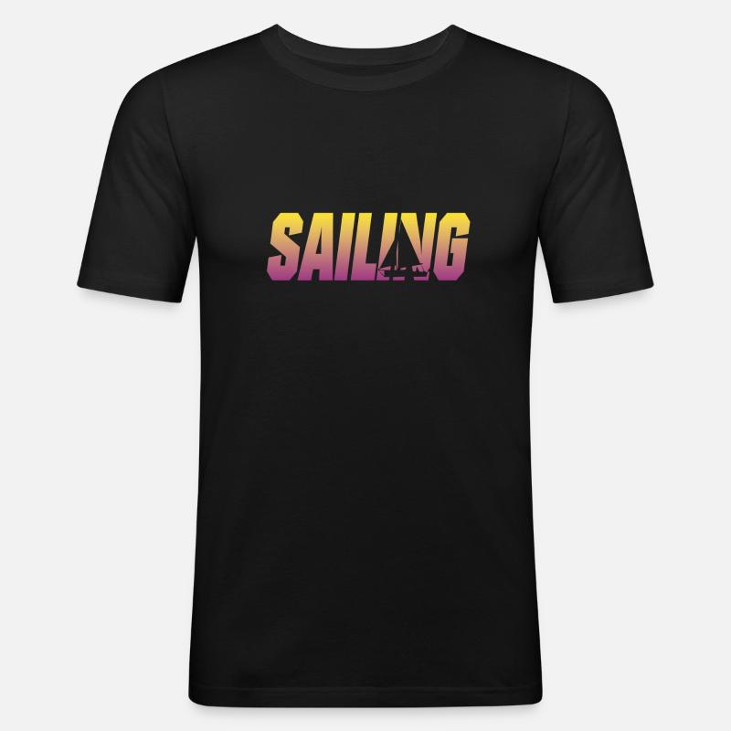 segeln - Männer Slim Fit T-Shirt - Schwarz