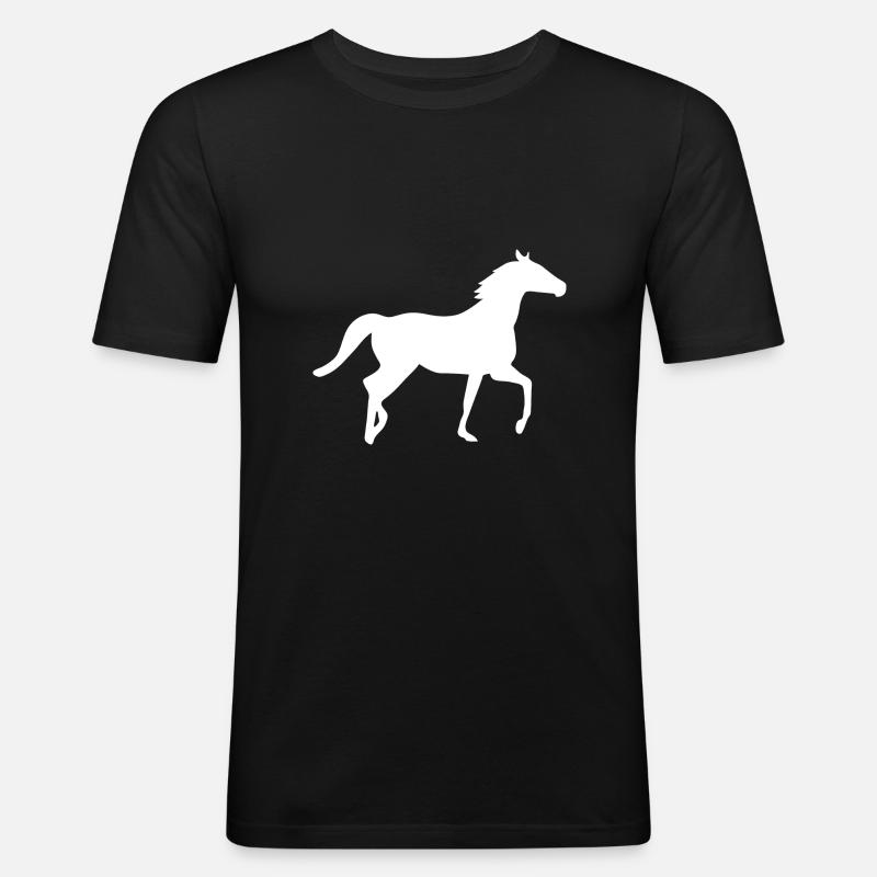 Pferde - Männer Slim Fit T-Shirt - Schwarz