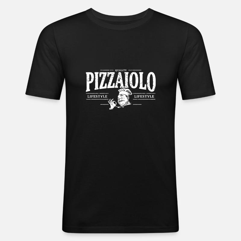 pizzaiolo - Männer Slim Fit T-Shirt - Schwarz