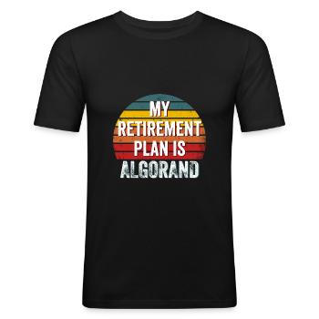 Mein Ruhestandsplan ist Algorand - Algorand Crypto - Männer Slim Fit T-Shirt - Schwarz - Vorne - Nik (191cm)
