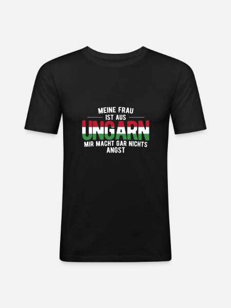 Ungarn Ungarische Flagge - Männer Slim Fit T-Shirt - Schwarz
