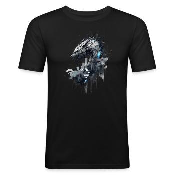 Mecha Tier Tiger Wolf Fuchs Pferd Cyborg - Männer Slim Fit T-Shirt - Schwarz - Vorne - Nik (191cm)