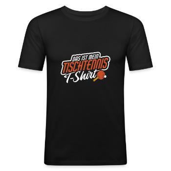 Mein Tischtennis Table Tennis Tischtennis - Männer Slim Fit T-Shirt - Schwarz - Vorne - Nik (191cm)