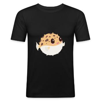 Poisson-globe - T-shirt près du corps Homme - noir - Devant - Nik (191cm)