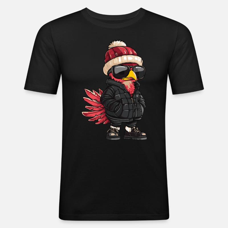 Truthahn Cool Comic - Männer Slim Fit T-Shirt - Schwarz