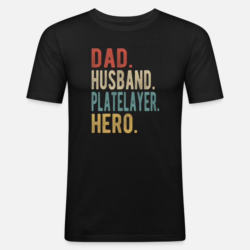 Plattenleger Papa Ehemann Held - Männer Slim Fit T-Shirt - Schwarz
