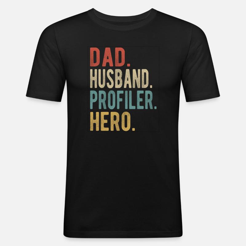 Profiler Papa Ehemann Held - Männer Slim Fit T-Shirt - Schwarz