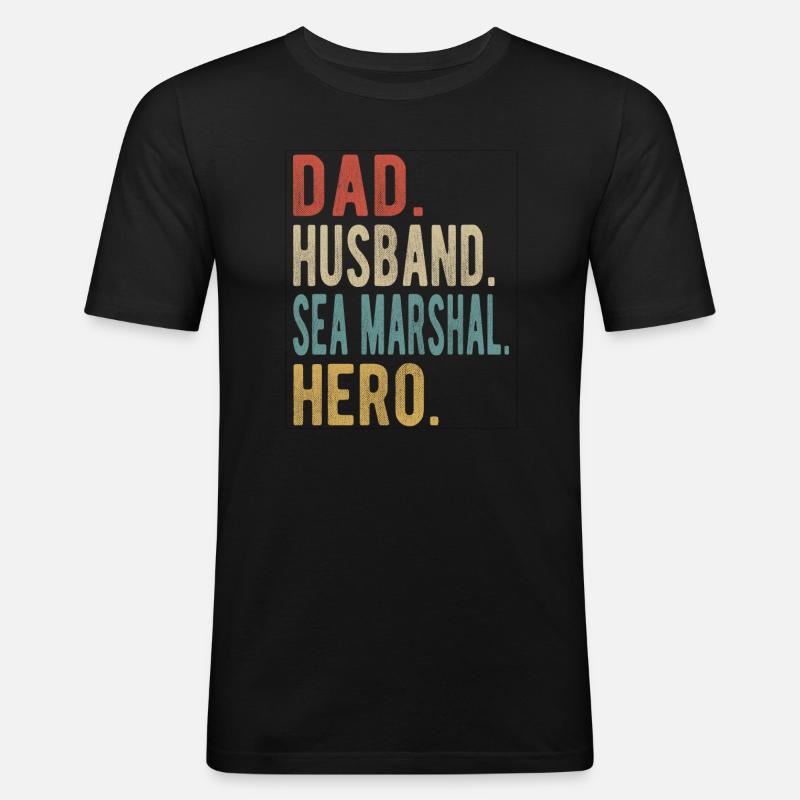 Seemarsch Papa Ehemann Held - Männer Slim Fit T-Shirt - Schwarz
