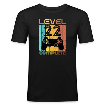 22 ans - 22e anniversaire Niveau 22 Conception complète - T-shirt près du corps Homme - noir - Devant - Nik (191cm)