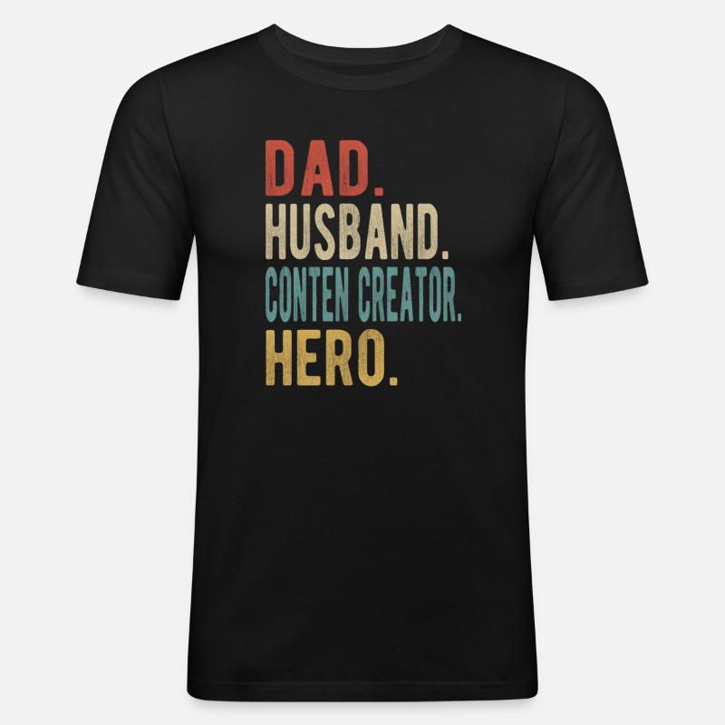 Conten Schöpfer, Vater, Ehemann, Held - Männer Slim Fit T-Shirt - Schwarz
