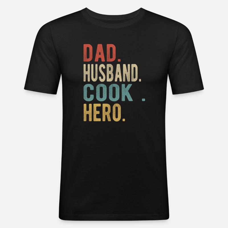Koch Papa Ehemann Held - Männer Slim Fit T-Shirt - Schwarz