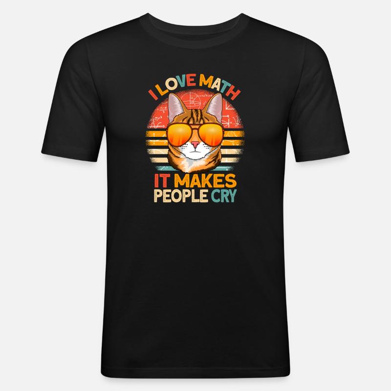 mathematics math teacher cat math - Men's Slim Fit T-Shirt - black