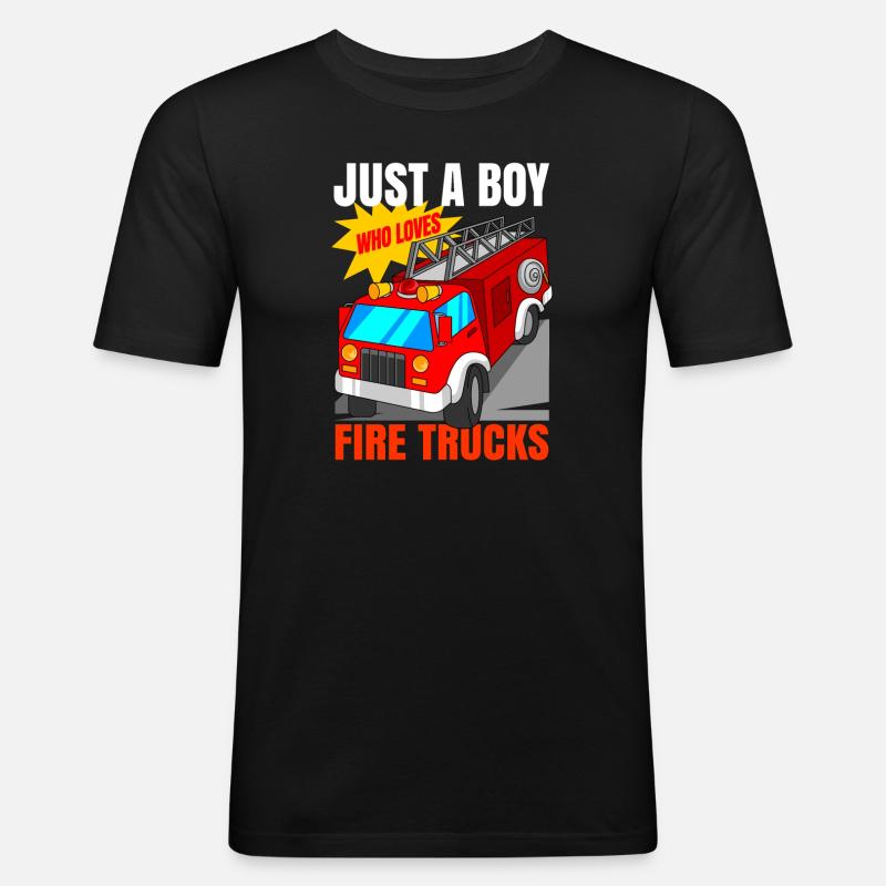 Fire Brigade Fire Engine Boys - Men's Slim Fit T-Shirt - black