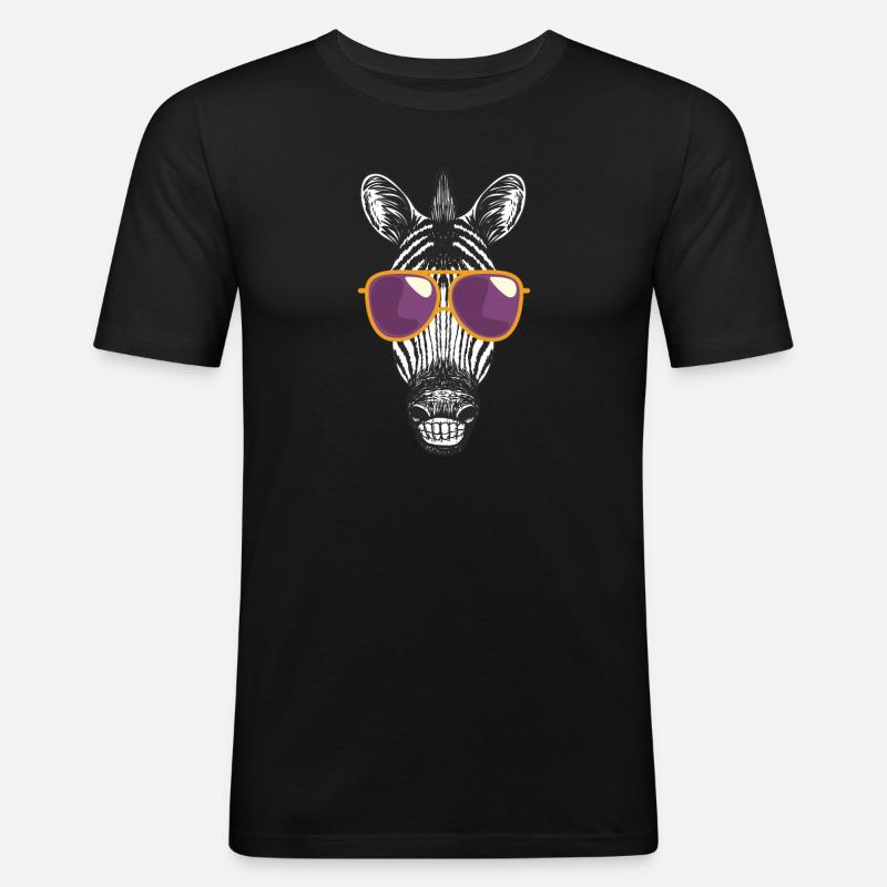 Zebra Mit Sonnenbrille - Männer Slim Fit T-Shirt - Schwarz