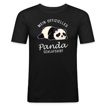 Mein Offizielles Panda Schlafshirt - Männer Slim Fit T-Shirt - Schwarz - Vorne - Nik (191cm)
