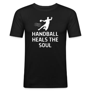Handball Handballer Spruch Geschenk - Männer Slim Fit T-Shirt - Schwarz - Vorne - Nik (191cm)