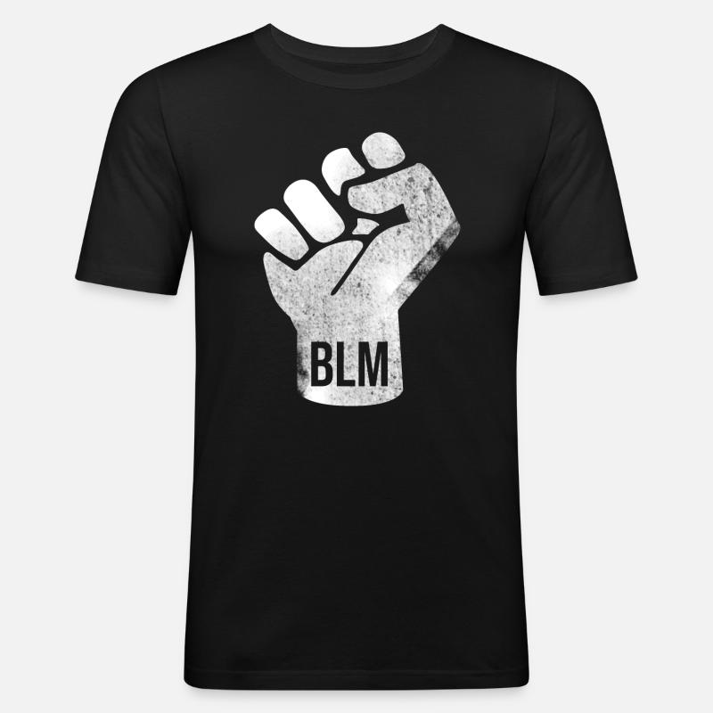 BLM Faust Design - Männer Slim Fit T-Shirt - Schwarz