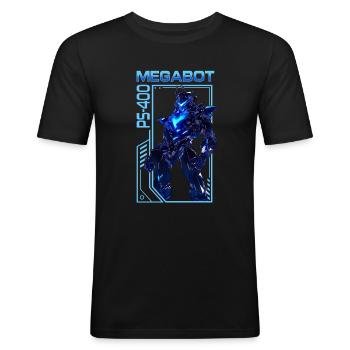 Spielkonsole MegaBot PS-400 – Anime Shirt - Männer Slim Fit T-Shirt - Schwarz - Vorne - Nik (191cm)