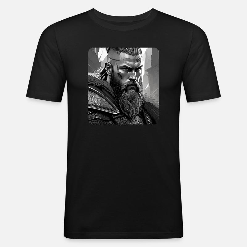 Stolzer Wikinger Krieger Germanen - Männer Slim Fit T-Shirt - Schwarz