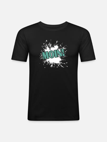 Moin! - Männer Slim Fit T-Shirt - Schwarz