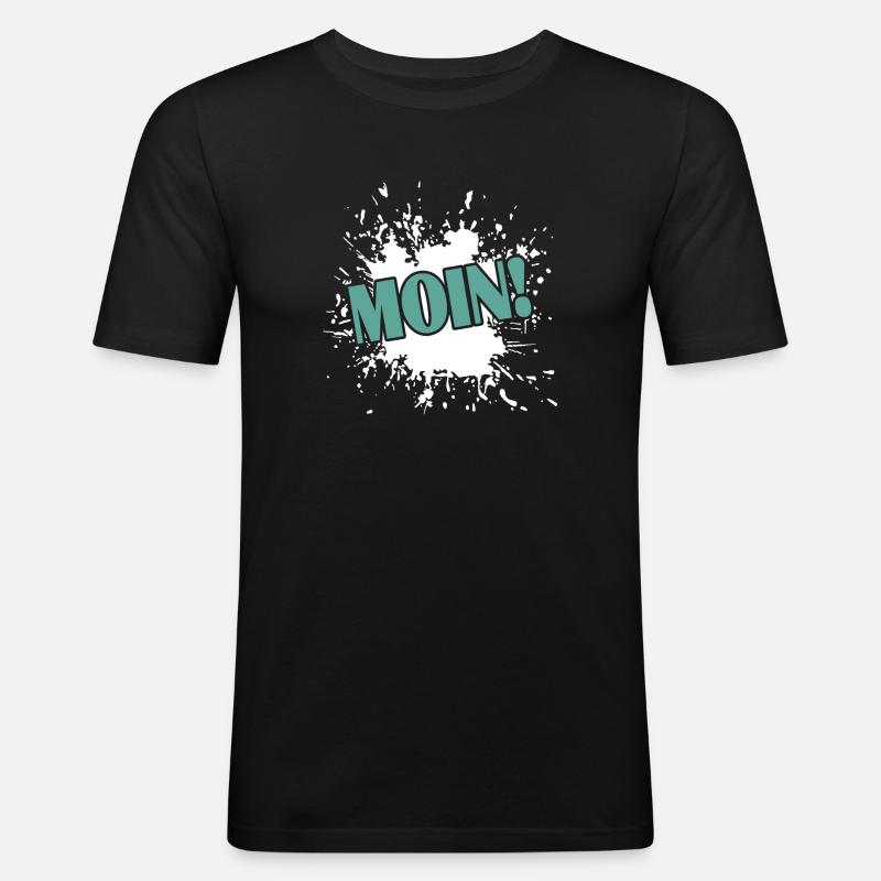 Moin! - Männer Slim Fit T-Shirt - Schwarz