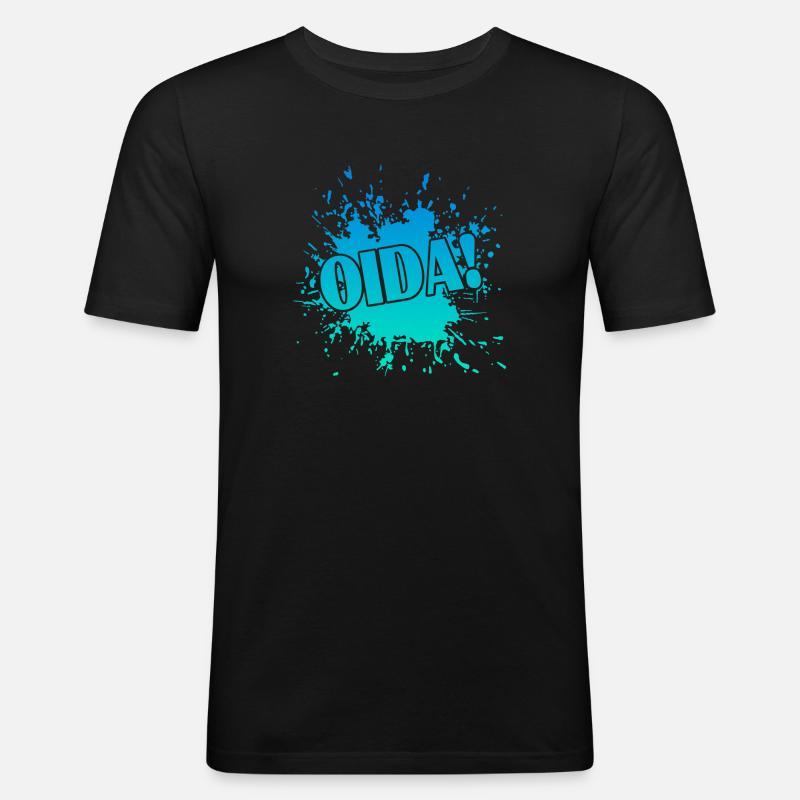 Oida! - Männer Slim Fit T-Shirt - Schwarz