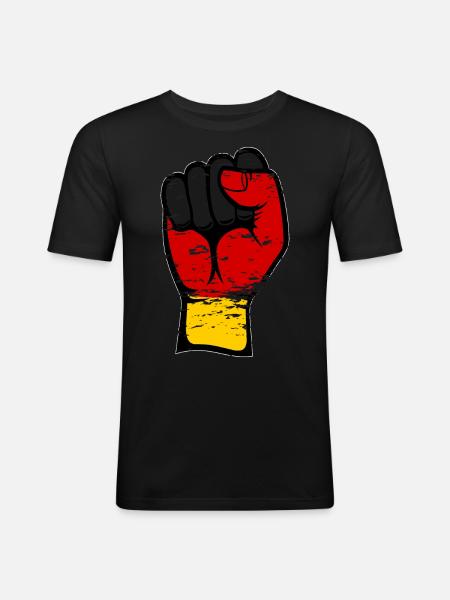 Germany flag fist used - Men's Slim Fit T-Shirt - black