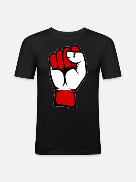 Austria Flag Fist - Men's Slim Fit T-Shirt - black