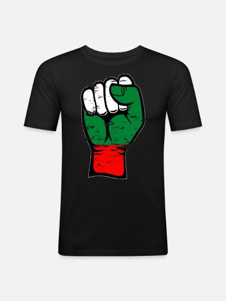 Bulgaria flag fist used - Men's Slim Fit T-Shirt - black