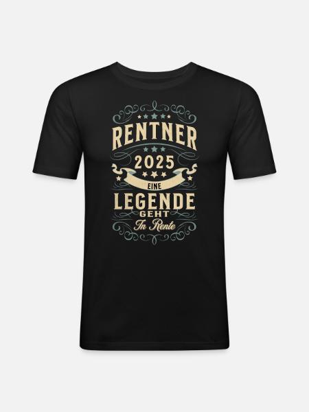 Rentner 2025 - Männer Slim Fit T-Shirt - Schwarz
