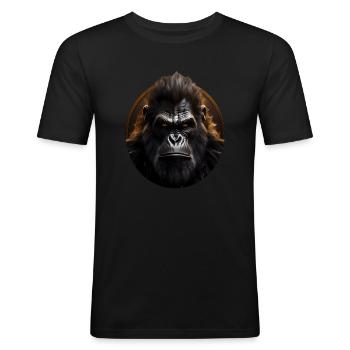 Gorille - T-shirt près du corps Homme - noir - Devant - Nik (191cm)