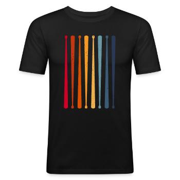 Drum Sticks Retro für Drum Drum Drum Liebhaber - Männer Slim Fit T-Shirt - Schwarz - Vorne - Nik (191cm)