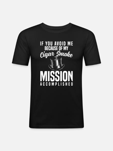 cigar smoking nicotine connoisseur - Men's Slim Fit T-Shirt - black