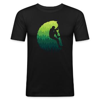 Klettern Kletterer Kinder Jungen Berge Bouldern - Männer Slim Fit T-Shirt - Schwarz - Vorne - Nik (191cm)