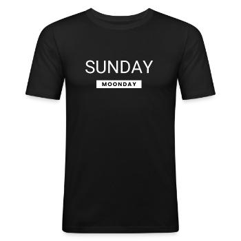 Sonntag, "Tag des Mondes" - Männer Slim Fit T-Shirt - Schwarz - Vorne - Nik (191cm)