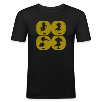 Check out this fantastic Shirt with Friendly Gulls - Männer Slim Fit T-Shirt - Schwarz - Vorne - Nik (191cm)