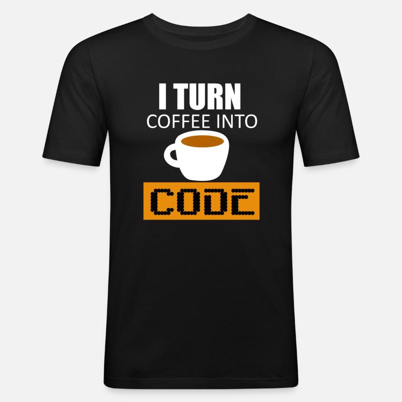 Kaffee in Code verwandeln - Männer Slim Fit T-Shirt - Schwarz