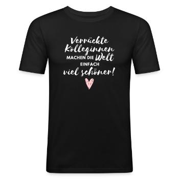 Verrückte Kolleginnen machen die Welt viel schöner - Männer Slim Fit T-Shirt - Schwarz - Vorne - Nik (191cm)