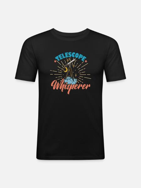 Space Stars Planets Telescope Astronomy - T-shirt près du corps Homme - noir