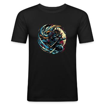Japanese Samurai Warrior Shirt - Men's Slim Fit T-Shirt - black - Front - Nik (191cm)