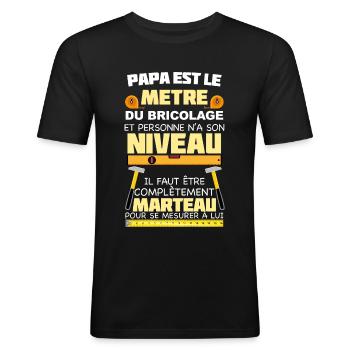 Papa bricolage, humour papa bricoleur parfait - T-shirt près du corps Homme - noir - Devant - Nik (191cm)