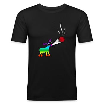 Kiffen - Männer Slim Fit T-Shirt - Schwarz - Vorne - Nik (191cm)