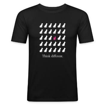 Think different with cats - Männer Slim Fit T-Shirt - Schwarz - Vorne - Nik (191cm)