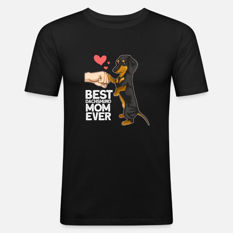 Dackel Mama Dachshund Geschenk - Männer Slim Fit T-Shirt - Schwarz
