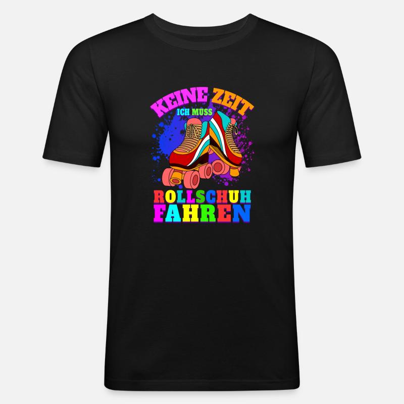Rollschuhe Geschenk Retro Rollschuh Mädchen - Männer Slim Fit T-Shirt - Schwarz