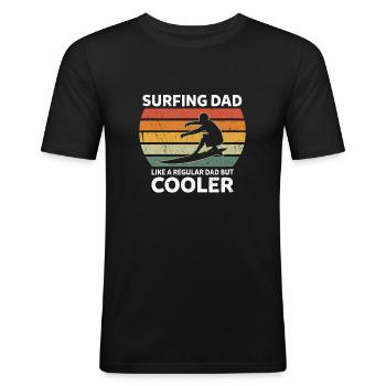 Surfen Dad Normaler Vater Nur Cooler Papa - Männer Slim Fit T-Shirt - Schwarz - Vorne - Nik (191cm)