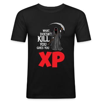 Gamer - Männer Slim Fit T-Shirt - Schwarz - Vorne - Nik (191cm)