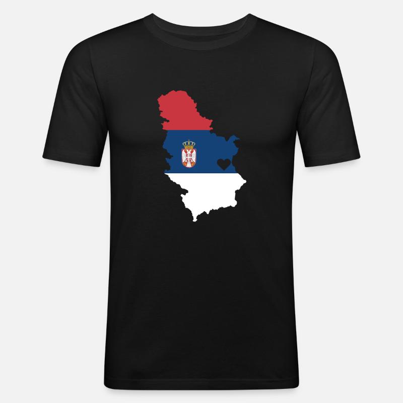 Liebe Serbien Geschenk Serbisch Herz - Männer Slim Fit T-Shirt - Schwarz