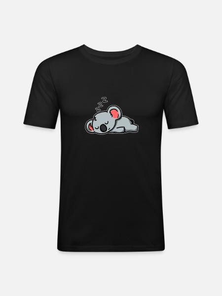 Cute Sleeping Koala Gift Idea - Men's Slim Fit T-Shirt - black