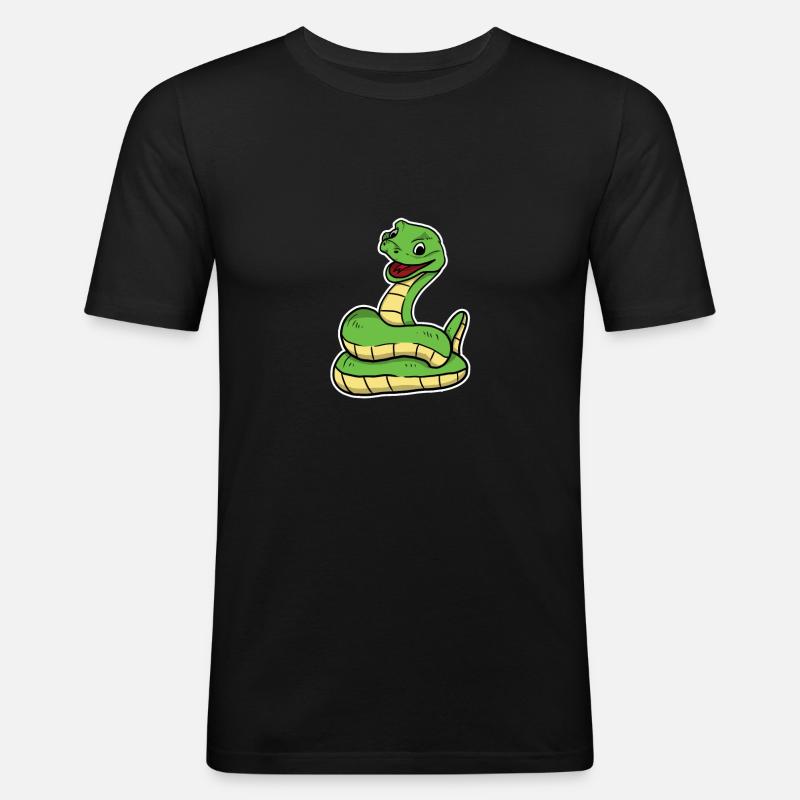 Cute Snake Python - Men's Slim Fit T-Shirt - black